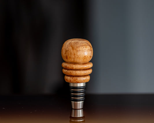 Hand-turned Wooden Bottle Stopper - Bird's Eye Maple