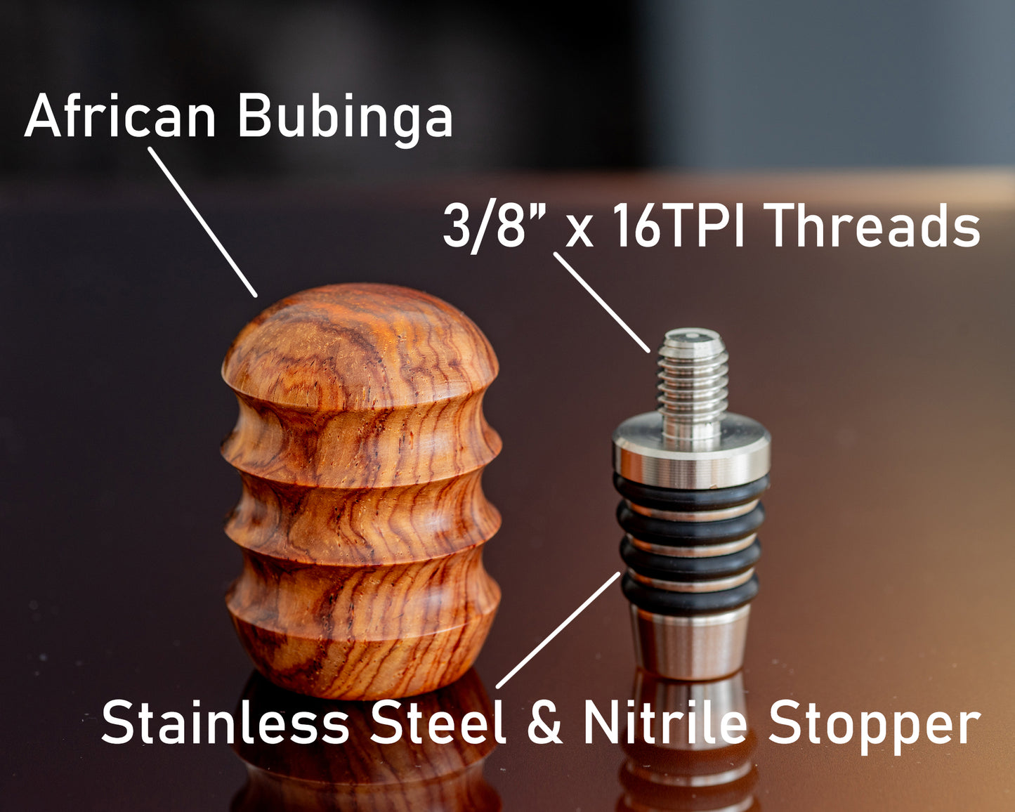 Hand-turned Wooden Bottle Stopper - Bubinga