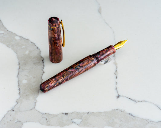 Portly Piece - "Cherry Cola" | Handmade Alumilite Resin Fountain Pen w/ Gold Plated Clip
