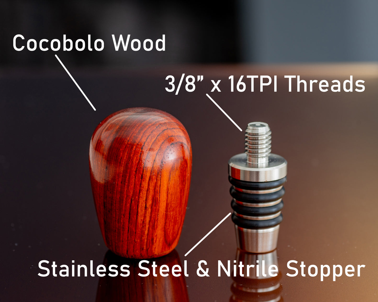 Hand-turned Wooden Bottle Stopper - Cocobolo