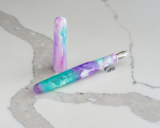 Portly Piece - "Cotton Candy" | Handmade Alumilite Resin Clipless Fountain Pen