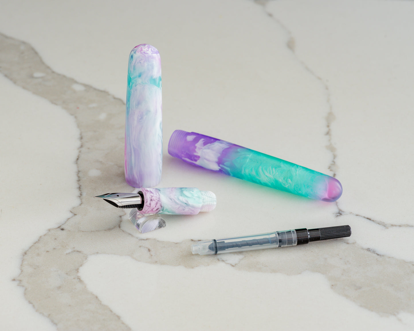 Portly Piece - "Cotton Candy" | Handmade Alumilite Resin Clipless Fountain Pen