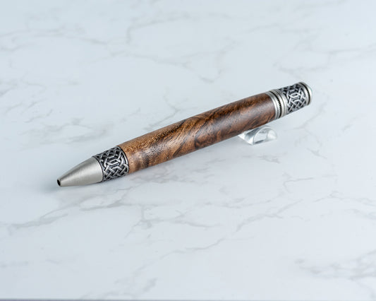 Celtic Twist Pen - English Walnut Wood & Antique Pewter