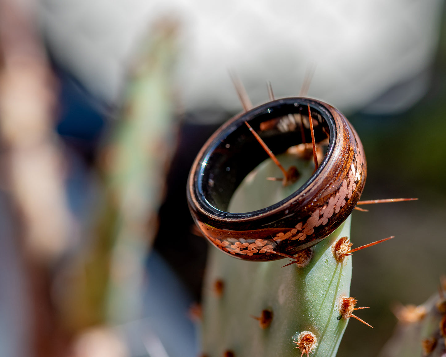Walnut Bentwood Ring w/ Twisted Copper Inlay - Size 6.5 | Seconds
