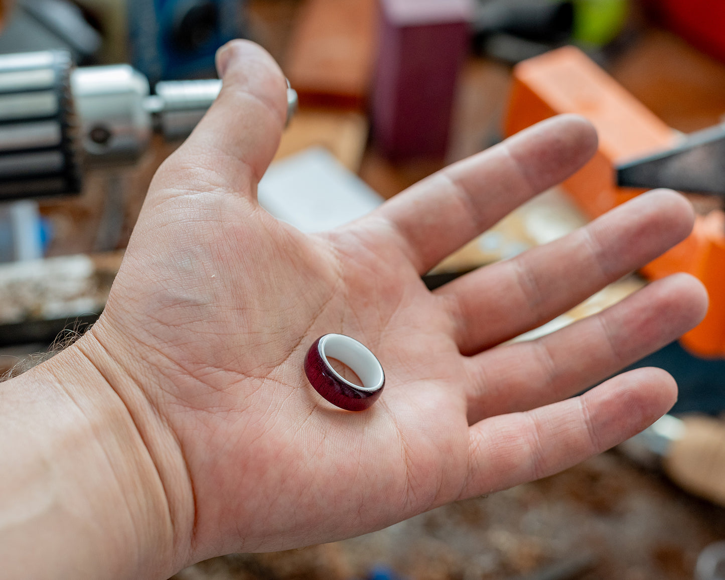 Purple Heart Wood Ring - Size 6