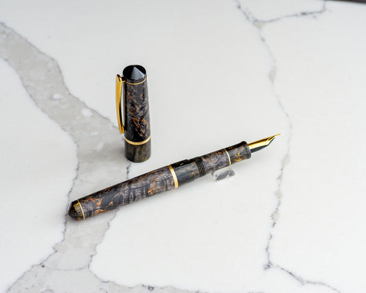 Primary Piece - "Karelian Raven" | Handmade Karelian(Masur) Birch, Raw Brass & "Gilded Raven" Resin