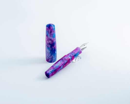 Lil' Piece - "Bubblegum Nebula" | Handmade Resin Clipless Pocket Fountain Pen
