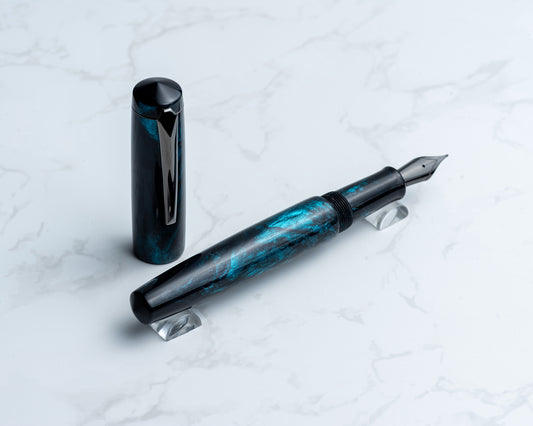 Portly Piece - "Dark Matter" | Handmade Resin Fountain Pen w/ Gunmetal Clip