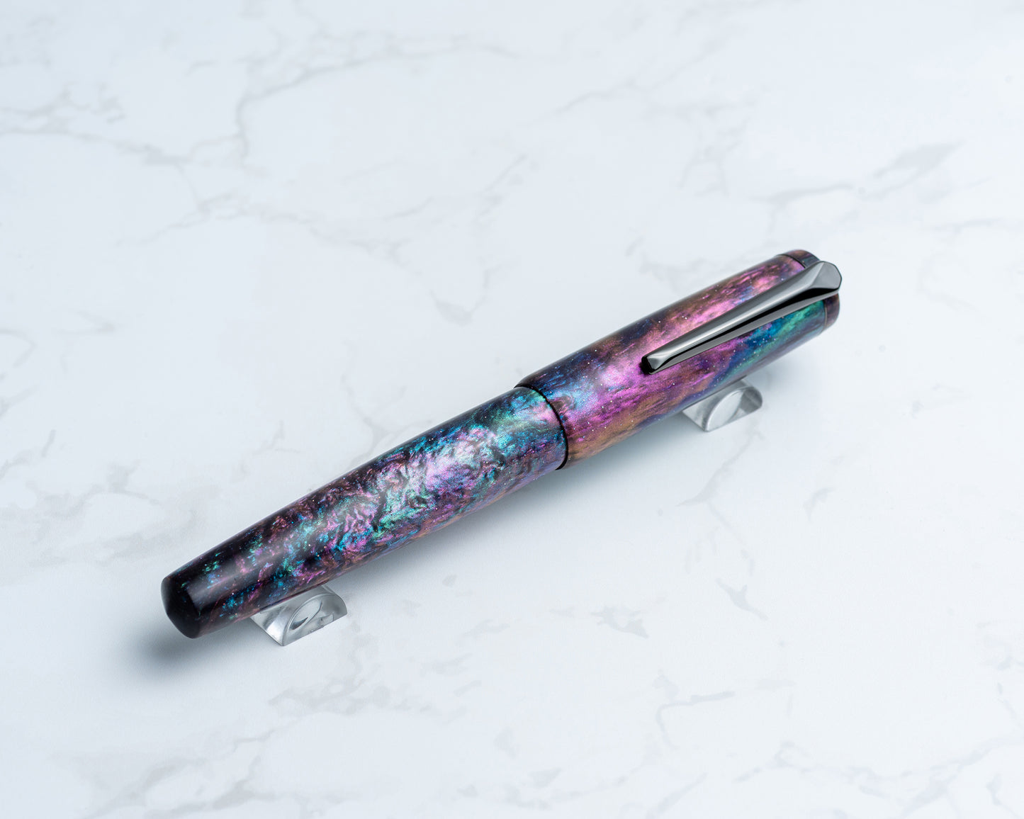 Portly Piece - "Immaculate Constellation" | Handmade Resin Fountain Pen w/ Gunmetal Clip