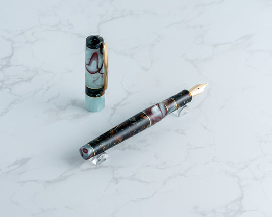 Premiere Piece - "Mint Pistachio Crunch" | Handmade Fountain Pen w/ Vintage & Modern Acrylics