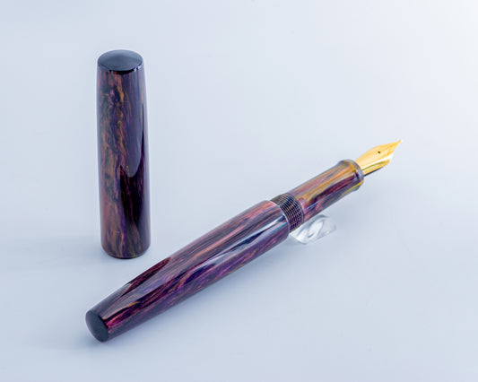 Primary Piece - "Purple Inferno" | Handmade Clipless Resin Fountain Pen