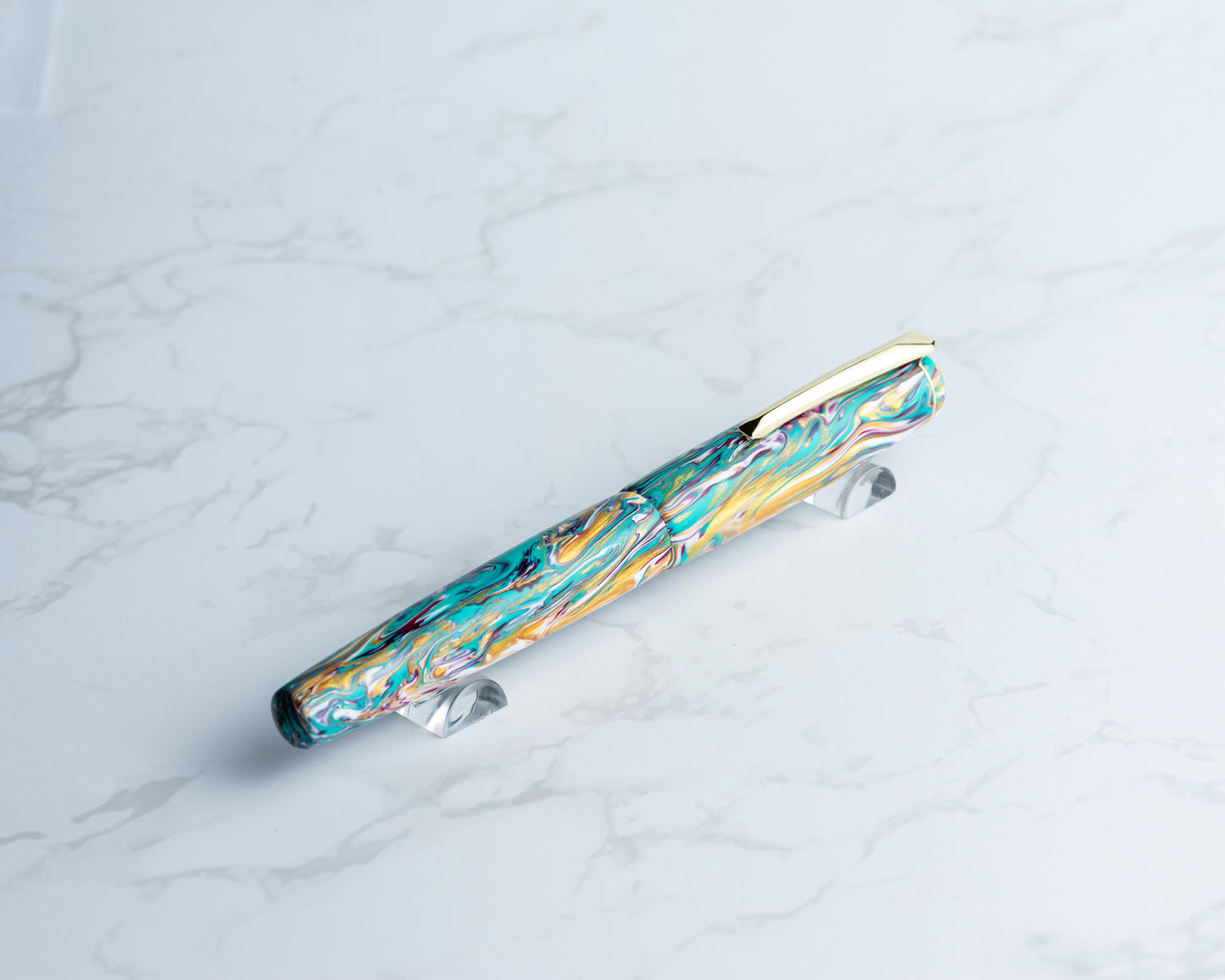 Primary Piece - "End of Summer Bash" Handmade Fountain Pen w/ Gold Plated Clip