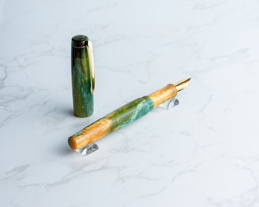 Primary Piece - "Golden Hour" Handmade Fountain Pen w/ Gold Plated Clip