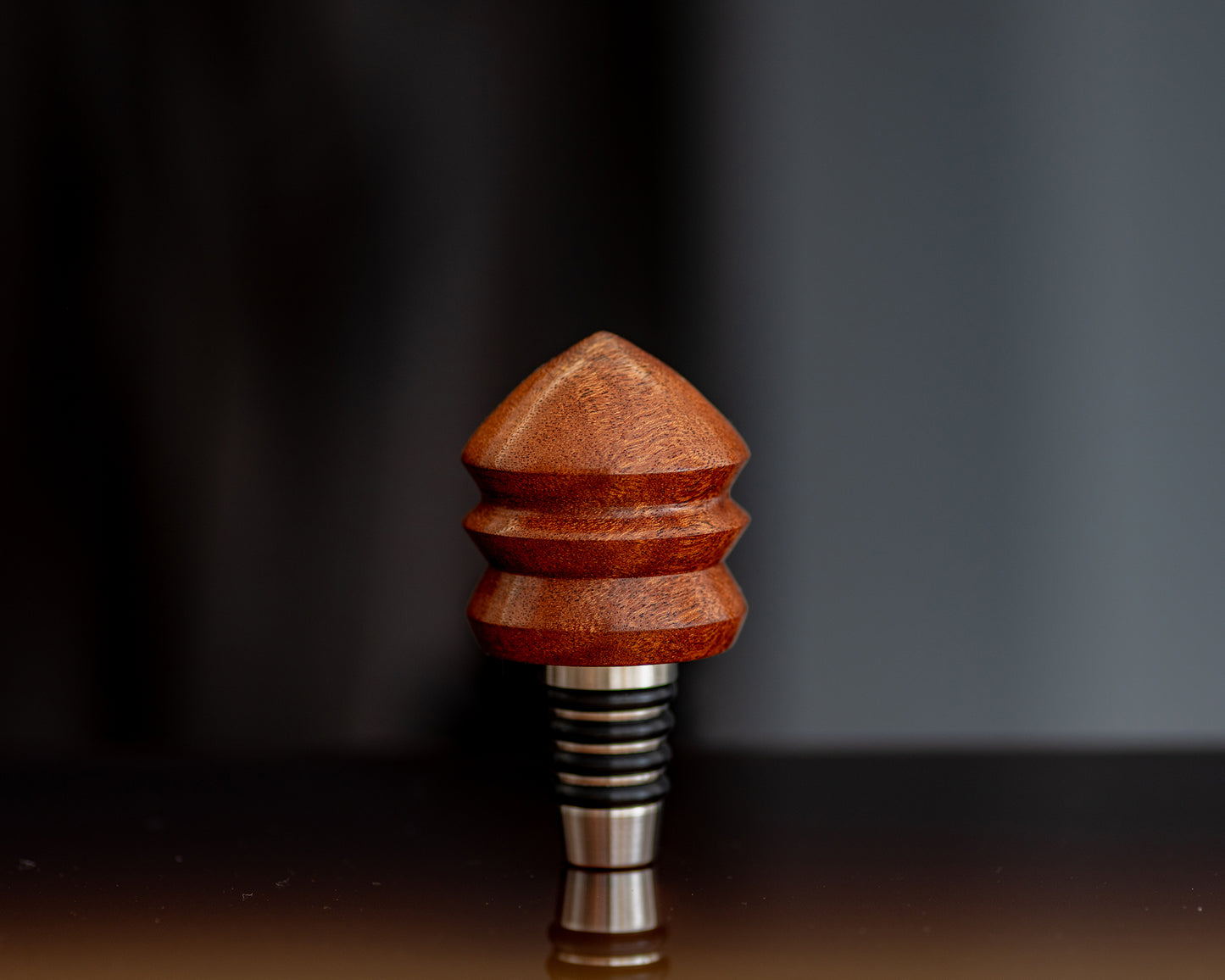 Hand-turned Wooden Bottle Stopper - Sapele Mahogany