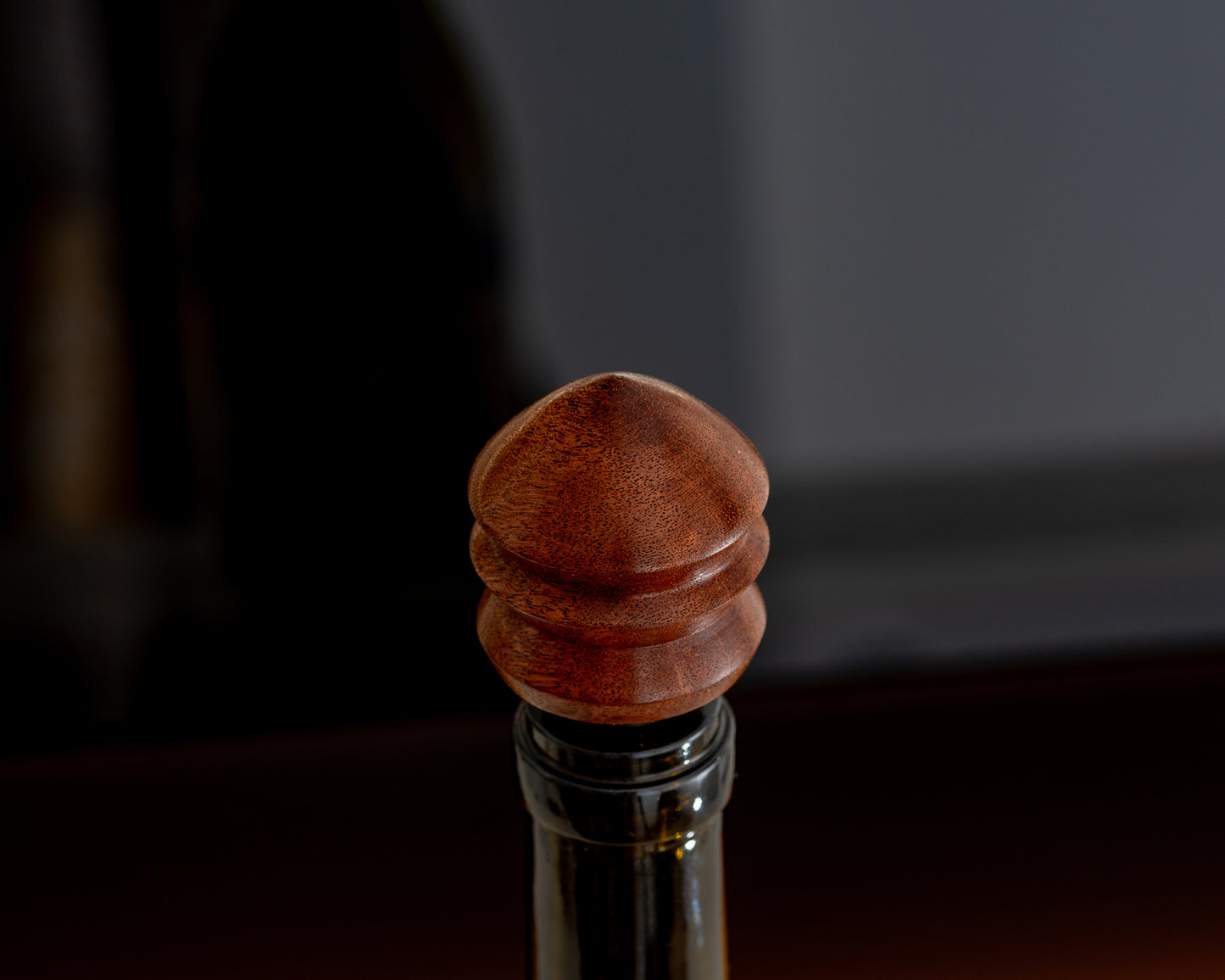 Hand-turned Wooden Bottle Stopper - Sapele Mahogany