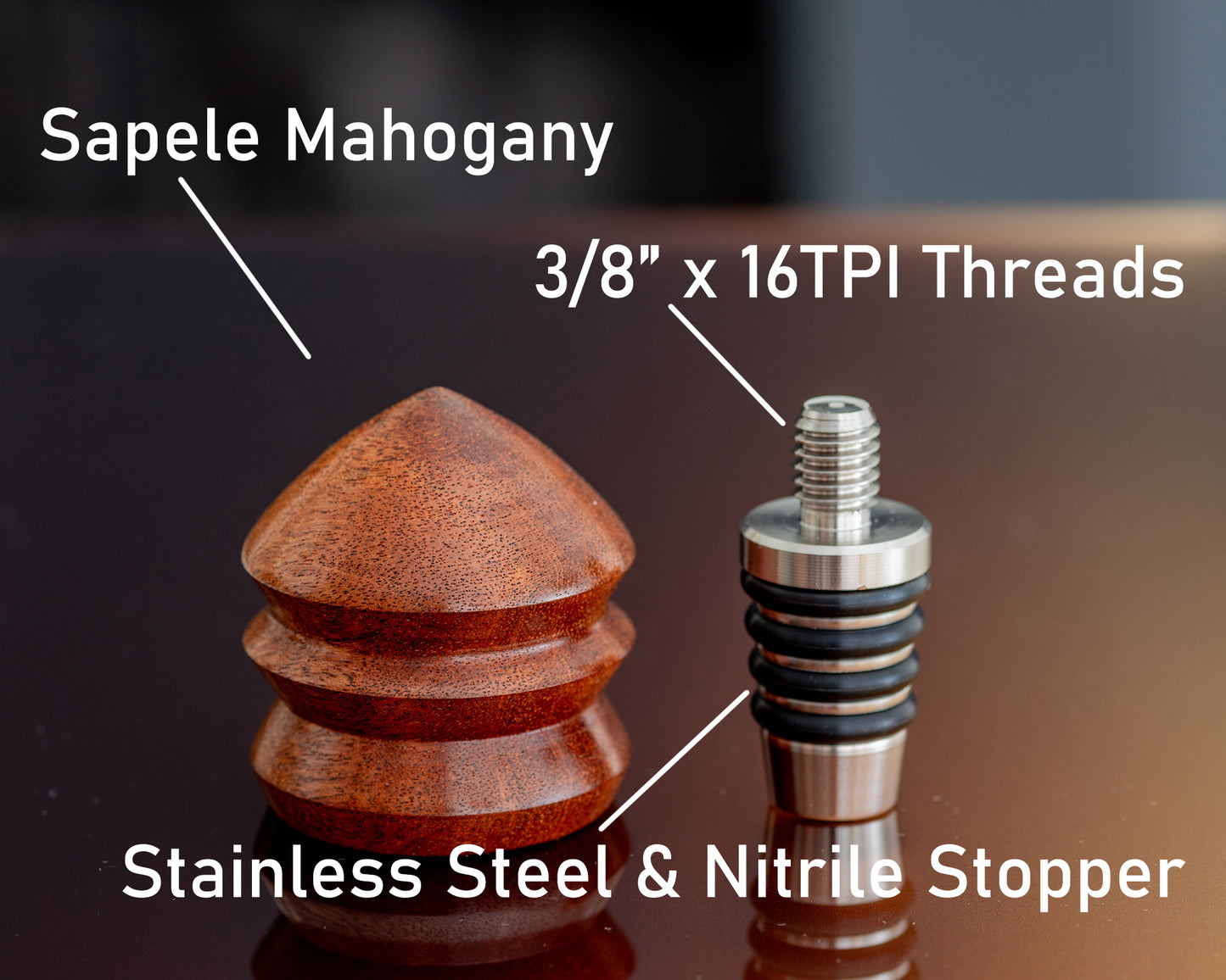 Hand-turned Wooden Bottle Stopper - Sapele Mahogany