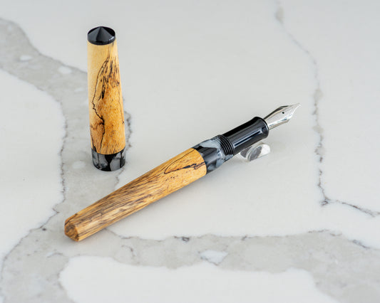 Primary Piece - "Topo Line" | Handmade Spalted Tamarind & Acrylic Fountain Pen