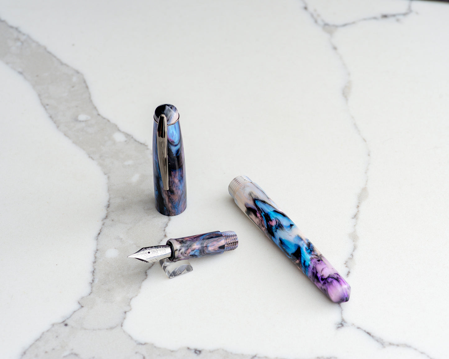 Primary Piece - "Abalone" | Handmade Alumilite Resin Fountain Pen w/ Gunmetal Clip
