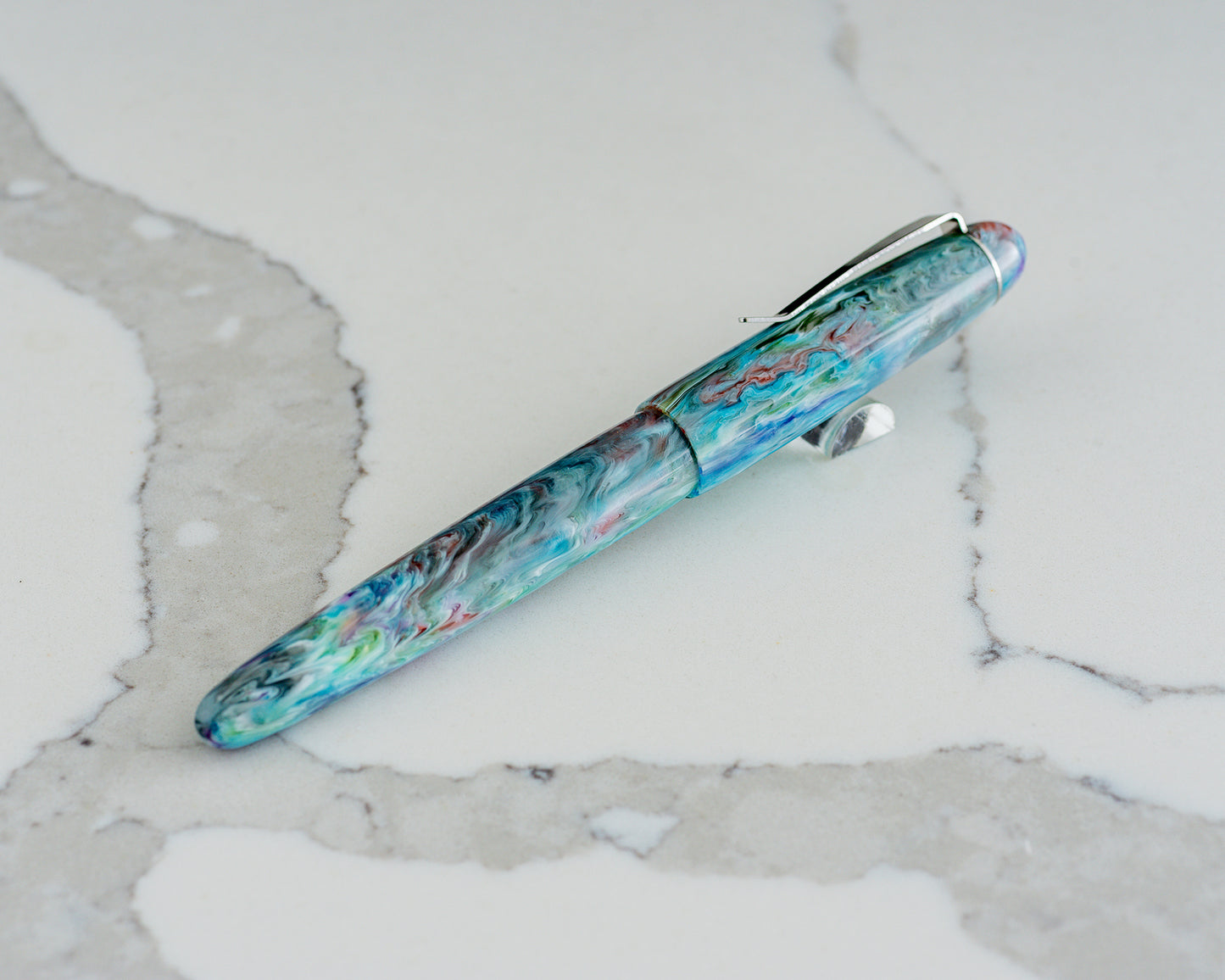 Primary Piece - "Water Lilies" | Handmade Alumilite Resin Fountain Pen w/ Stainless Steel Clip