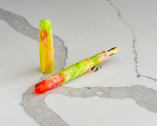 Portly Piece - "Watermelon Sugar" | Handmade Alumilite Resin Clipless Fountain Pen