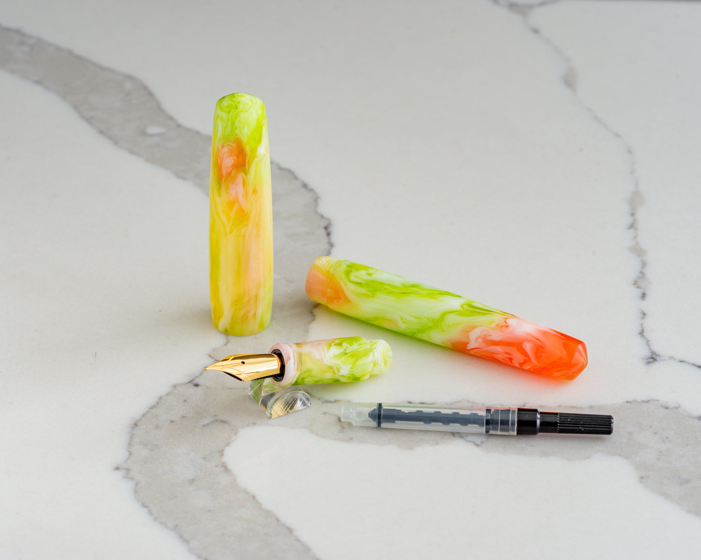 Portly Piece - "Watermelon Sugar" | Handmade Alumilite Resin Clipless Fountain Pen
