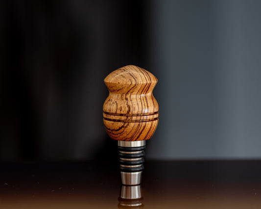 Hand-turned Wooden Bottle Stopper - Zebrano