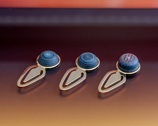 Handcrafted Bookmark - Micarta & Gold | Hand-Turned Cabochon Made w/ Bespoke "Bruise Denim" or "Ugly Plaid" Micarta - Gold Plated Clip