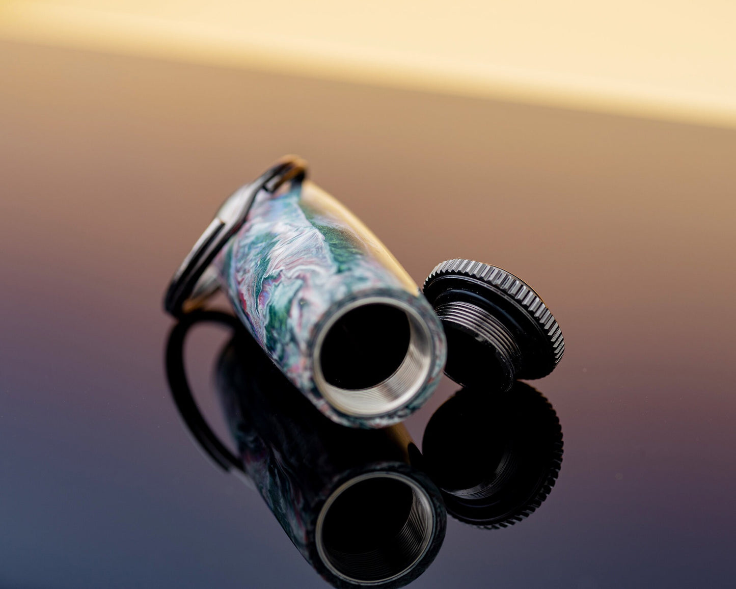 Handcrafted Pen & Pill Holder Combo | Matching Gift Set - Click Pen w/ Keychain made with "Sleep Paralysis" Bespoke Acrylic Blank