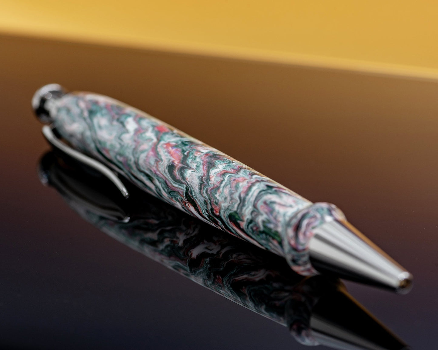 Handcrafted Pen & Pill Holder Combo | Matching Gift Set - Click Pen w/ Keychain made with "Sleep Paralysis" Bespoke Acrylic Blank