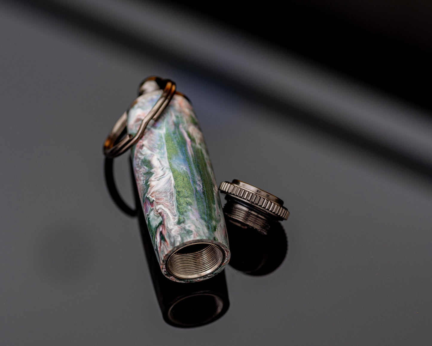 Handcrafted Pen & Pill Holder Combo | Matching Gift Set - Click Pen w/ Keychain made with "Sleep Paralysis" Bespoke Acrylic Blank
