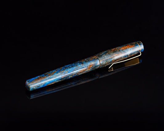 Handmade Rollerball Pen | "Copper Seas" DiamondCast Body for G2 & Schmidt Refills - Custom Bespoke Kitless Ballpoint Pen With Bronzed Clip
