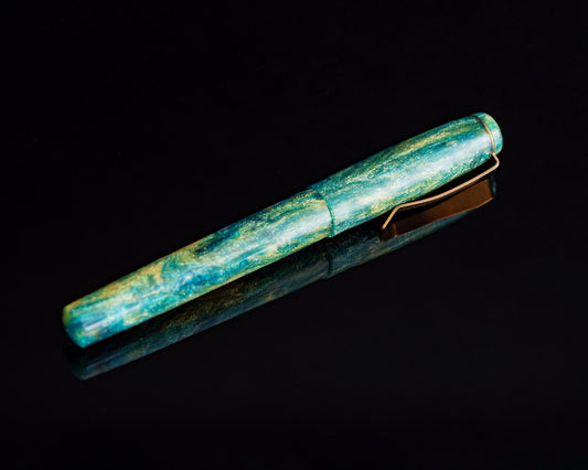 Handmade Rollerball Pen | "Leprechaun" DiamondCast Body for G2 & Schmidt Refills - Custom Bespoke Kitless Ballpoint Pen With Bronzed Clip