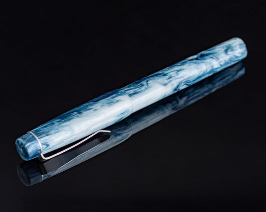 Handmade Rollerball Pen "Frost" | DiamondCast Body for G2, Energel & Schmidt Refills -Custom Bespoke Kitless Ballpoint Pen w/ Stainless Clip