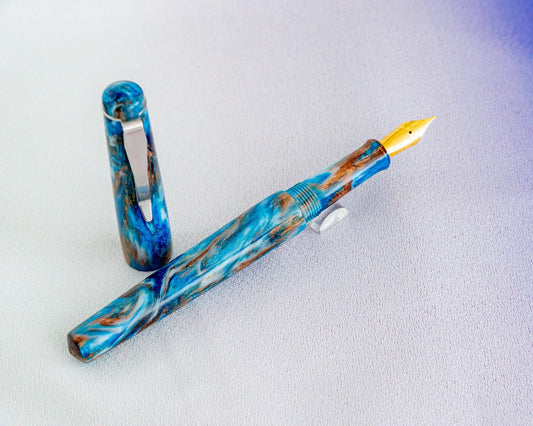Primary Piece - "Copperline" | Handmade DiamondCast Fountain Pen w/ Stainless Steel Clip