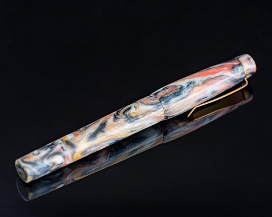 Handmade Rollerball Pen "Koi Pond" | DiamondCast Body for G2, Energel & Schmidt Refills-Custom Bespoke Kitless Ballpoint Pen w/ Bronzed Clip