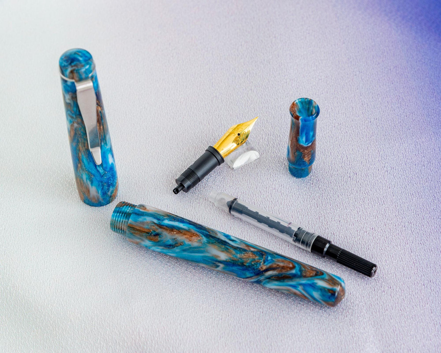Primary Piece - "Copperline" | Handmade DiamondCast Fountain Pen w/ Stainless Steel Clip