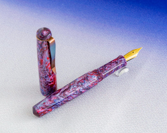 Primary Piece - "Deep Space" | Handmade Alumilite Resin Fountain Pen w/ Flame-Colored Stainless Steel Clip