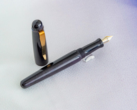 Primary Piece - "Blarple" | Handmade Bespoke Resin Fountain Pen w/ Flame Bronzed Stainless Steel Clip for Hongdian #5 Nibs