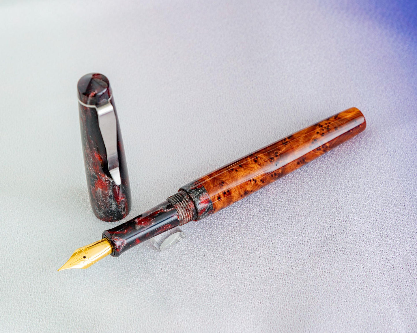 Primary Piece - "Mount Doom" | Handmade Thuya Burl & DiamondCast Fountain Pen w/ Stainless Steel Clip