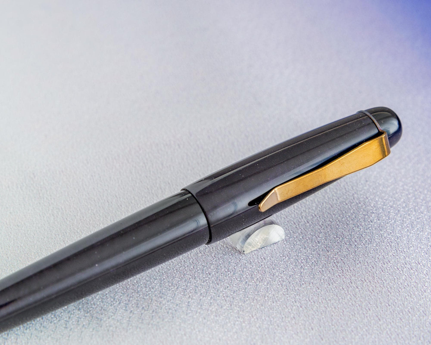 Primary Piece - "Blarple" | Handmade Bespoke Resin Fountain Pen w/ Flame Bronzed Stainless Steel Clip for Hongdian #5 Nibs