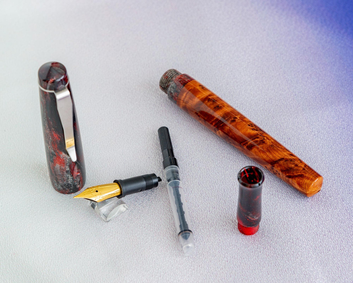 Primary Piece - "Mount Doom" | Handmade Thuya Burl & DiamondCast Fountain Pen w/ Stainless Steel Clip