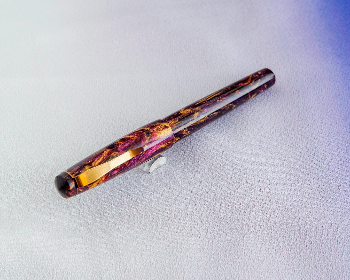 Primary Piece - "Royal Flame" | Handmade DiamondCast Fountain Pen w/ Flame-Bronzed Stainless Steel Clip
