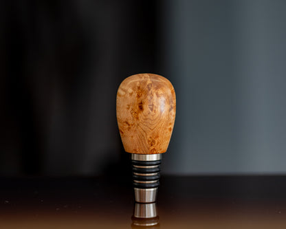 Hand-turned Wooden Bottle Stopper - Bird's Eye Maple