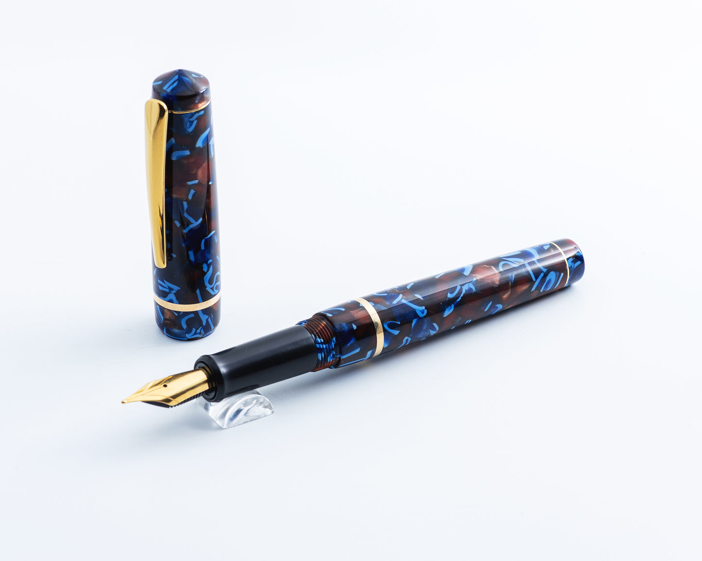 Premiere Piece - "Flecked Autumn" | Handmade Fountain Pen w/ Gold Plated Stainless Steel Clip