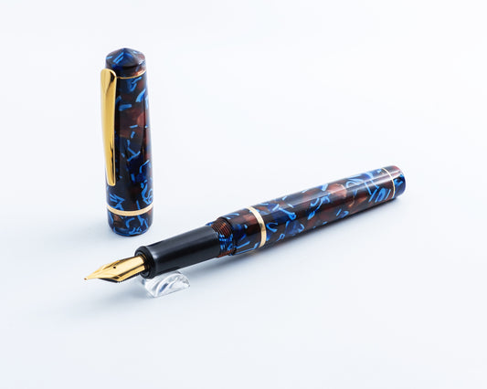 Premiere Piece - "Flecked Autumn" | Handmade Fountain Pen w/ Gold Plated Stainless Steel Clip