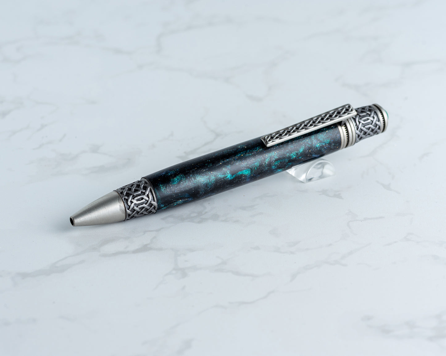 Celtic Twist Pen - "Dark Matter" Resin & Antique Pewter