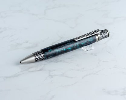 Celtic Twist Pen - "Dark Matter" Resin & Antique Pewter