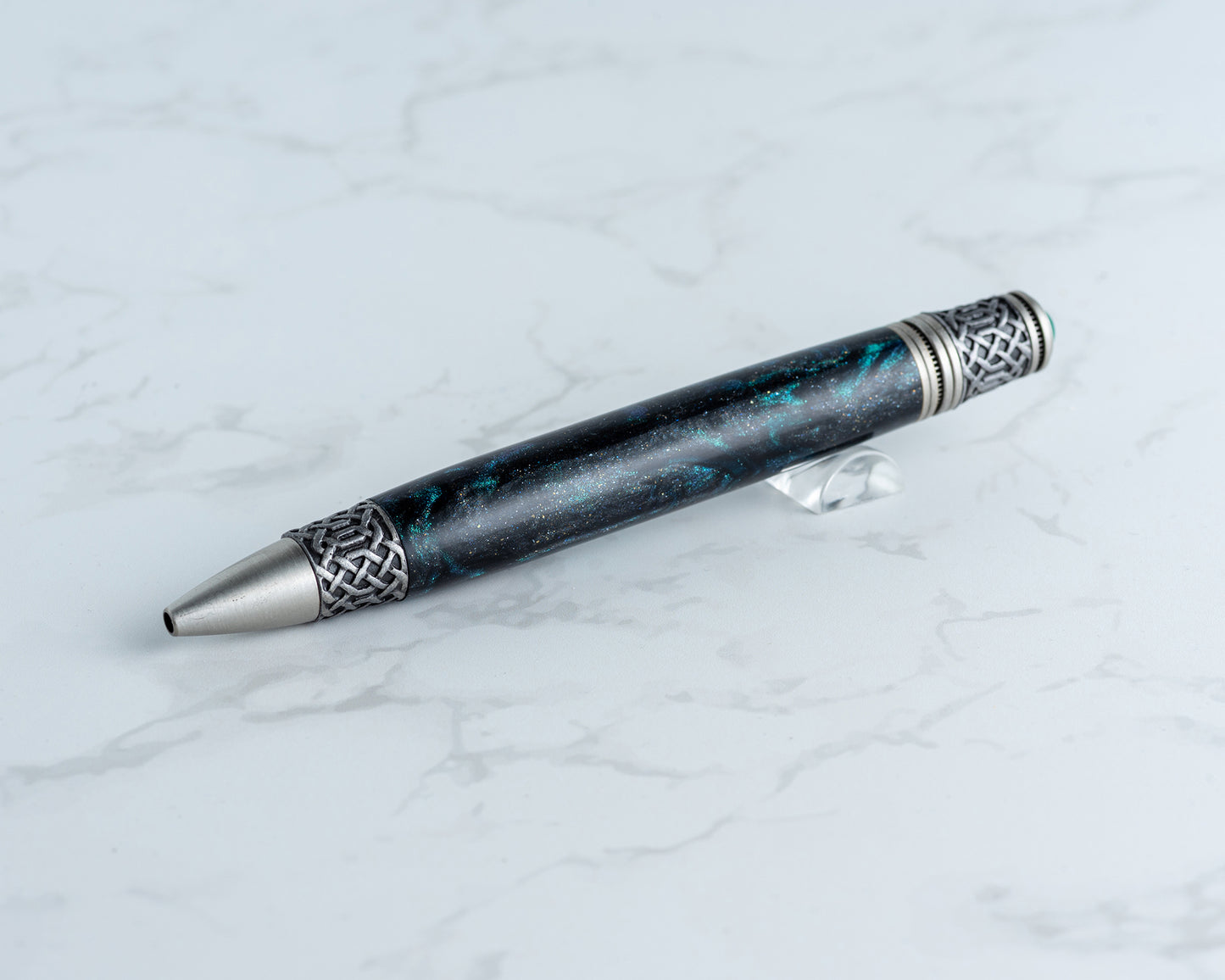 Celtic Twist Pen - "Dark Matter" Resin & Antique Pewter