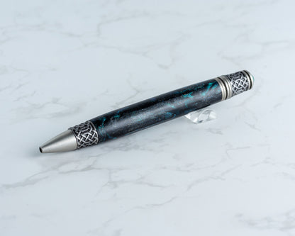 Celtic Twist Pen - "Dark Matter" Resin & Antique Pewter