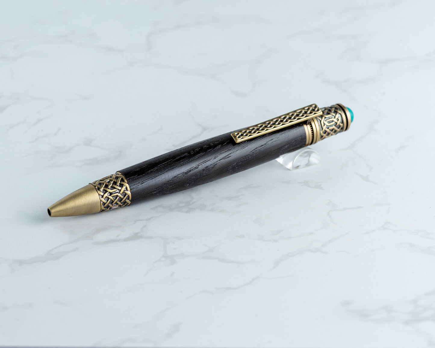 Celtic Twist Pen - Irish Bog Oak & Antique Brass